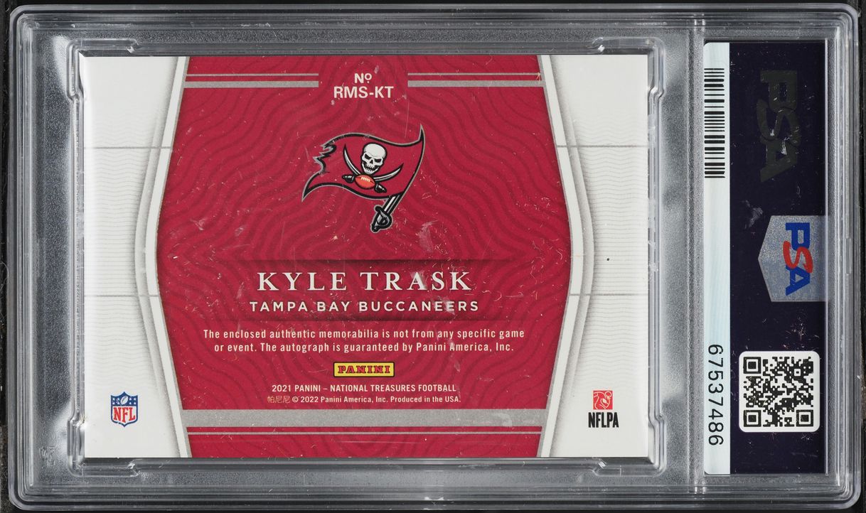 2021 National Treasures Holo Silver Kyle Trask ROOKIE PATCH AUTO /25 PSA 8 NM-MT