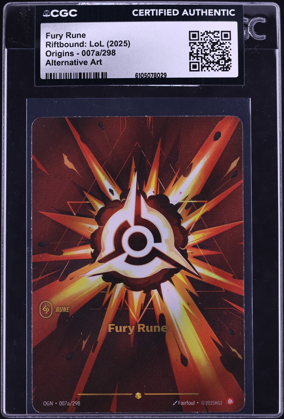 2025 Riftbound League Of Legends Origins Alt Art Fury Rune #007a CGC ...