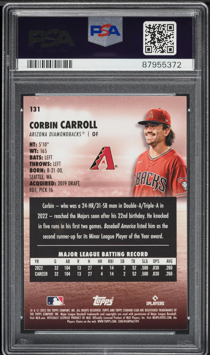 2023 Stadium Club Chrome Corbin Carroll ROOKIE #131 PSA 10 GEM MINT