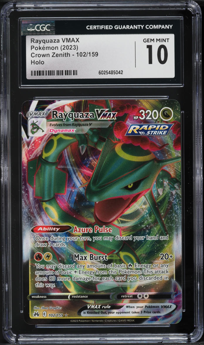 2023 Pokemon Sword & Shield Crown Zenith Holo Rayquaza VMAX #102 CGC 10 GEM MINT