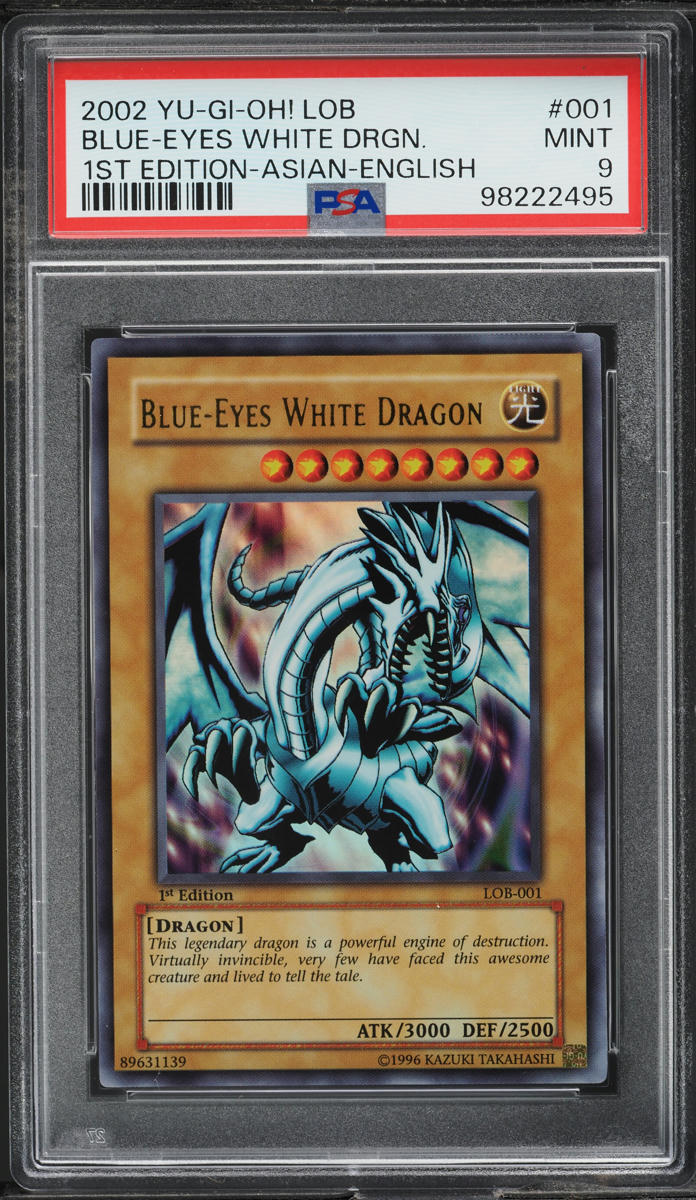 2002 Yu-Gi-Oh! LOB 1st Edition Blue Eyes White Dragon #LOB-001 PSA 9 MINT