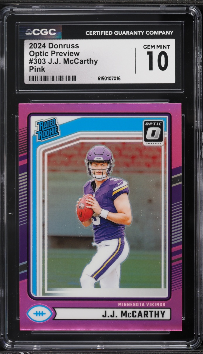 2024 Donruss Optic Preview Pink Prizm J.J. McCarthy ROOKIE #303 CGC 10 GEM MINT