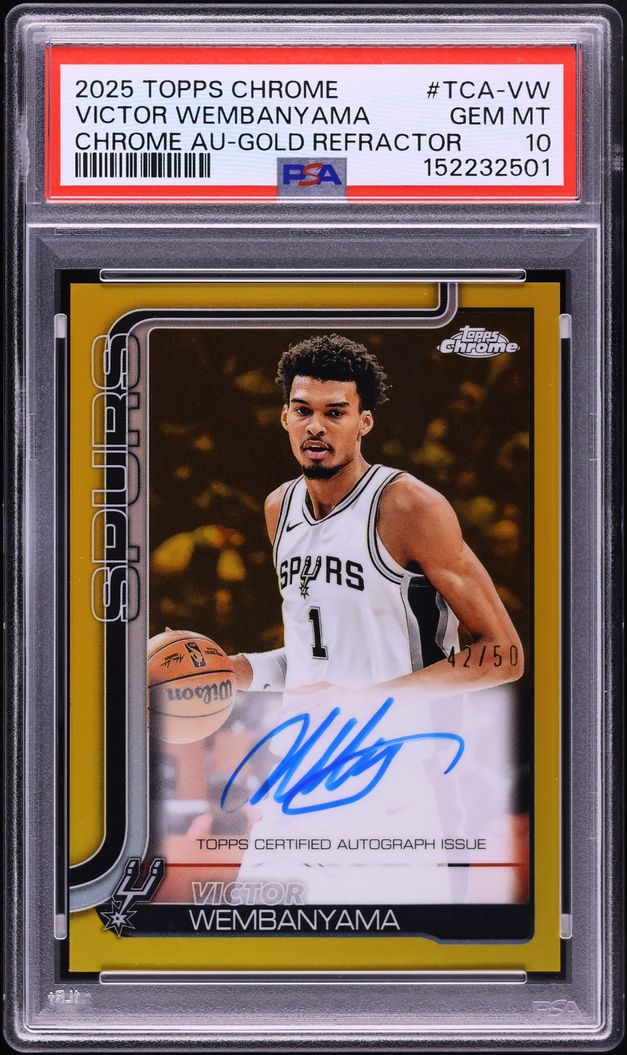 2025 Topps Chrome Gold Refractor Victor Wembanyama AUTO /50 #TCA-VW PSA 10 GEM MINT