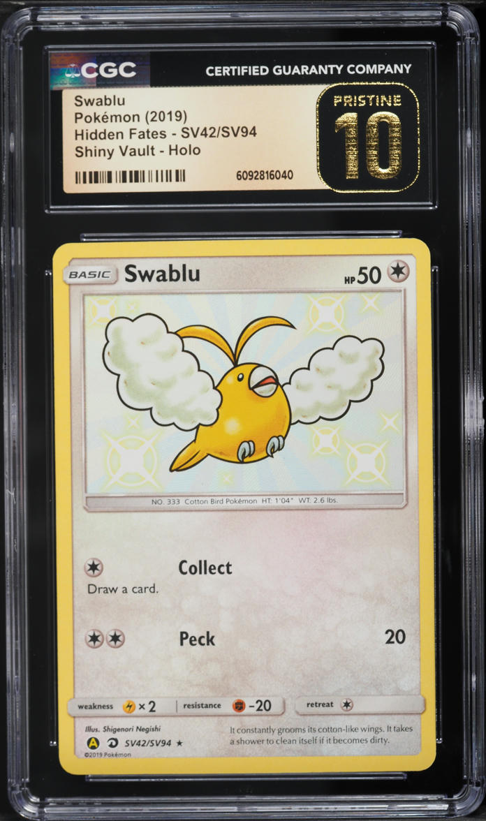 2019 Pokemon Sun & Moon Hidden Fates Vault Shiny Holo Swablu #SV42 CGC 10 PRISTINE