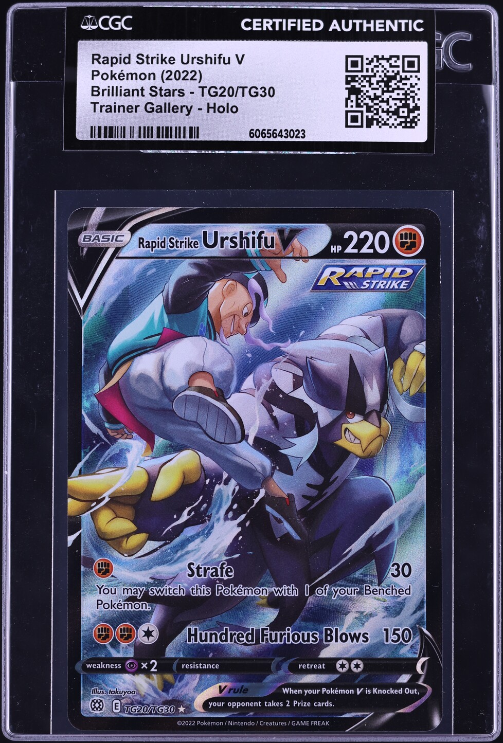 2022 Pokemon SWSH Brilliant Stars Full Art Rapid Strike Urshifu V #TG20 CGC AUTH