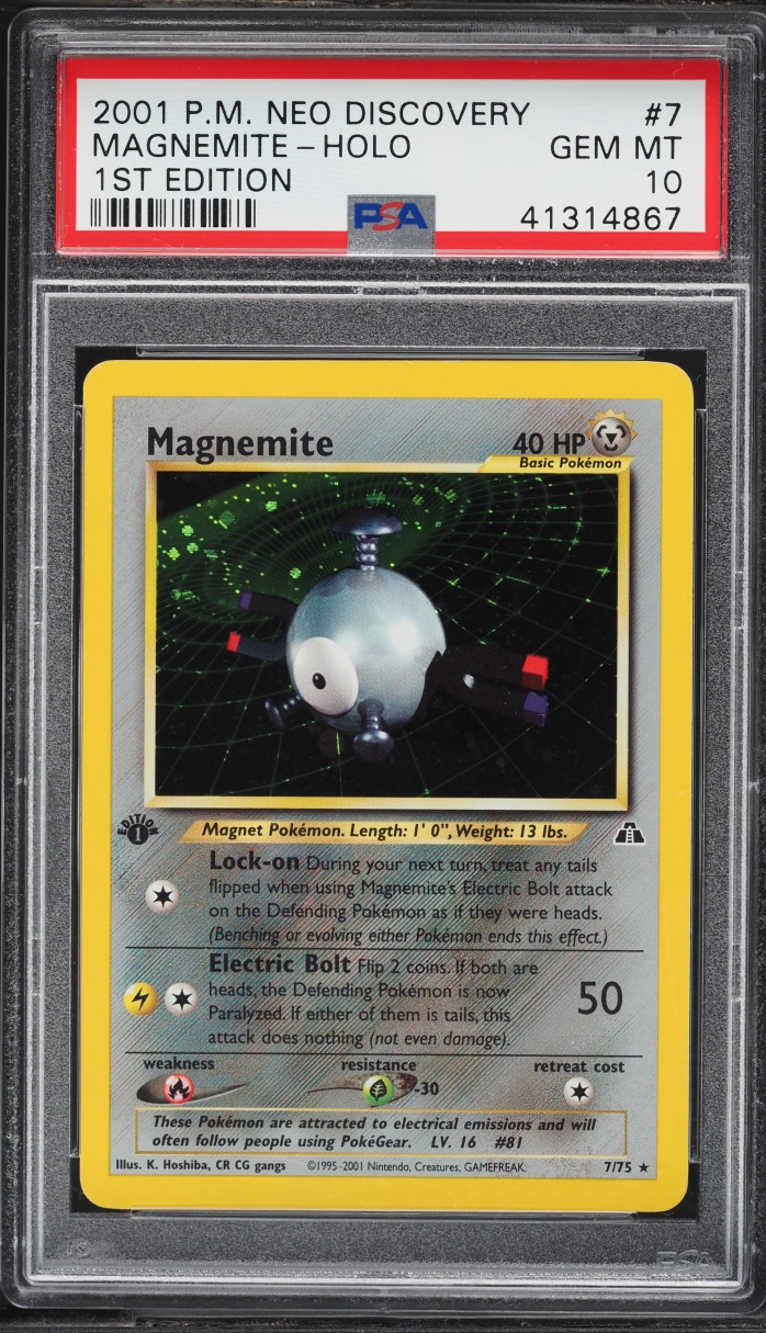 2001 Pokemon Neo Discovery 1st Edition Holo Magnemite #7 PSA 10 GEM MINT