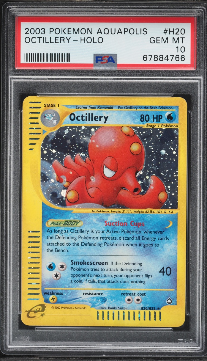 2003 Pokemon Aquapolis Holo Octillery #H20 PSA 10 GEM MINT