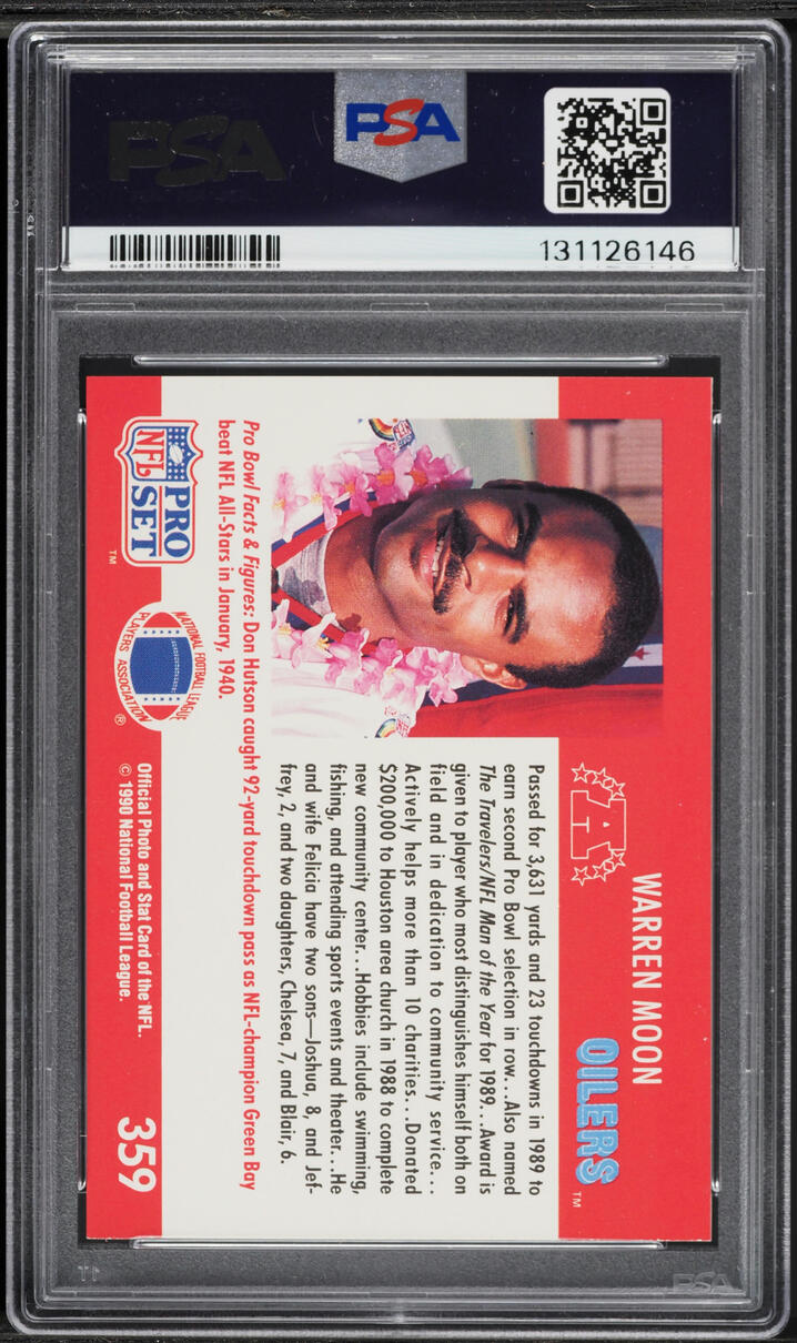 1990 Pro Set Football Warren Moon #359 PSA 8 NM-MT