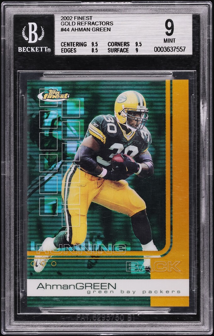 2002 Finest Gold Refractor Ahman Green /25 #44 BGS 9 MINT