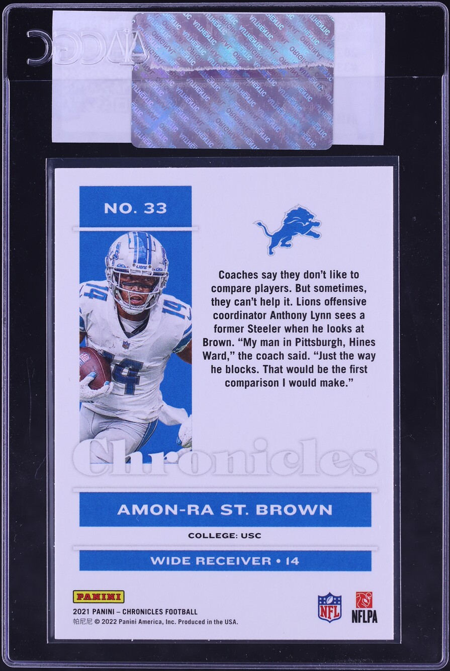 2021 Panini Chronicles Amon-Ra St. Brown ROOKIE #33 CGC AUTH