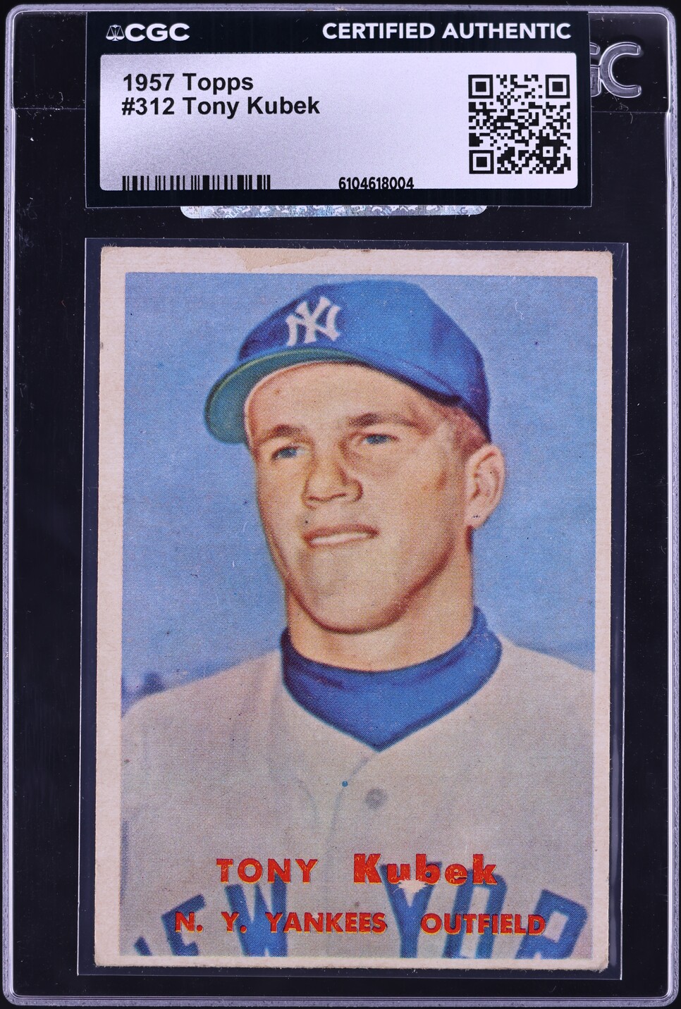 1957 Topps Tony Kubek ROOKIE #312 CGC AUTH