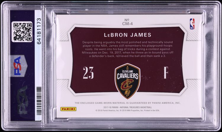 2017 National Treasures Colossal LeBron James PATCH /99 #CM-4 PSA 7 NRMT