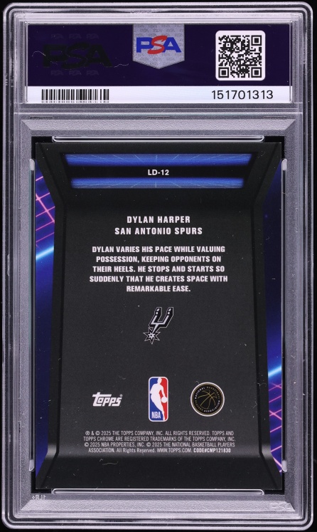 2025 Topps Chrome Loading Gold Geometric Dylan Harper ROOKIE /50 #LD-12 PSA 10 GEM MINT