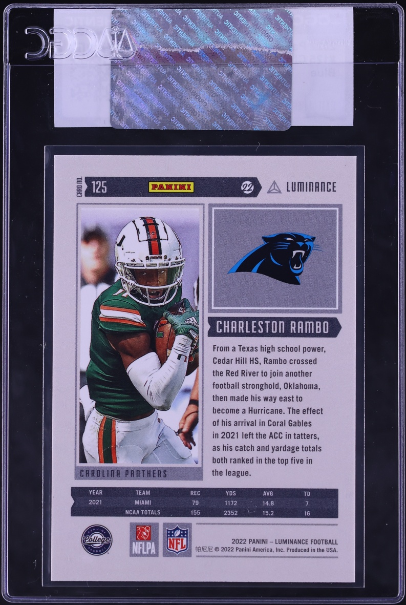 2022 Panini Luminance Blue Charleston Rambo ROOKIE /149 #125 CGC AUTH