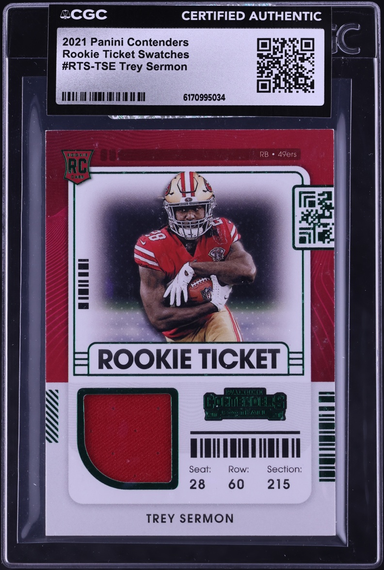 2021 Panini Contenders Ticket Swatches Trey Sermon ROOKIE PATCH #RTS-TSE CGC AUTH