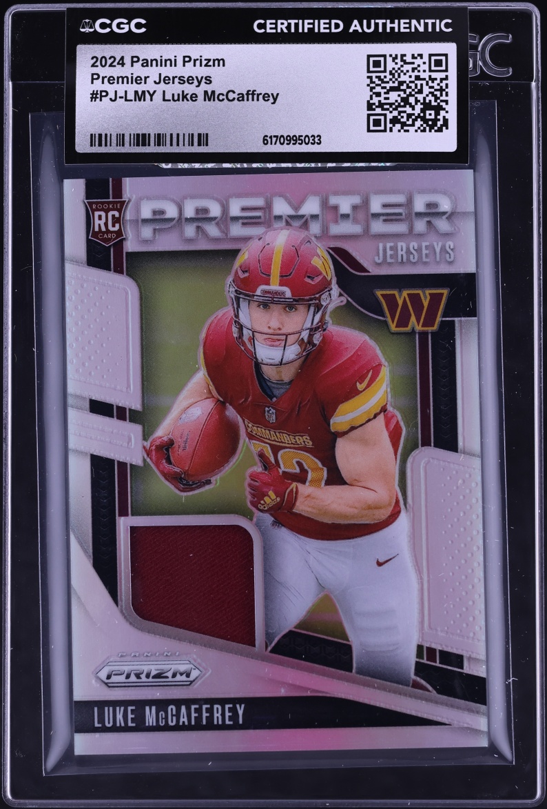 2024 Panini Prizm Premier Jerseys Luke McCaffrey ROOKIE PATCH #PJ-LMY CGC AUTH