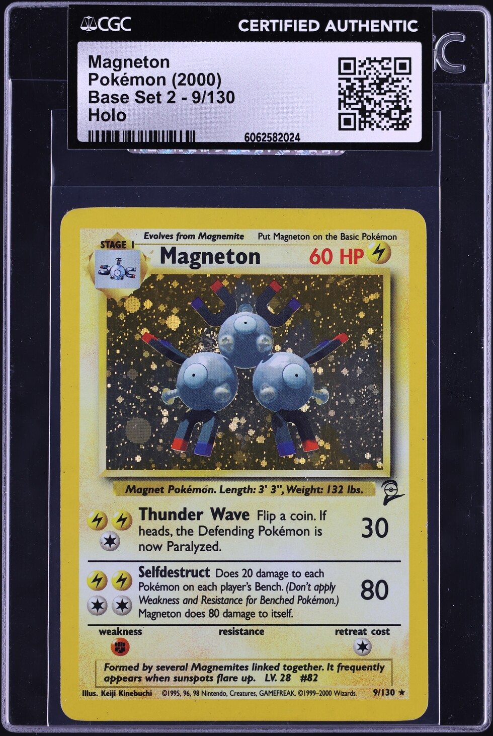 2000 Pokemon Base Set 2 Holo Magneton #9 CGC AUTH
