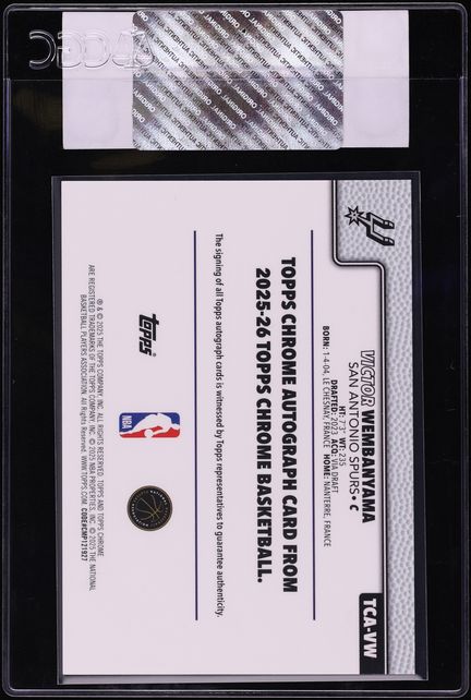 2025 Topps Chrome Gold Refractor Victor Wembanyama AUTO /50 #TCA-VW CGC AUTH