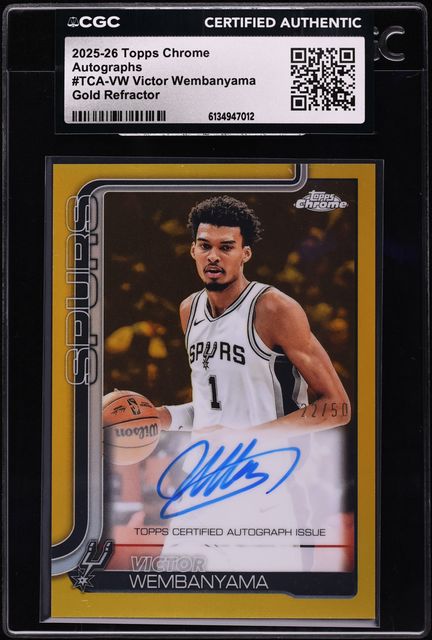 2025 Topps Chrome Gold Refractor Victor Wembanyama AUTO /50 #TCA-VW CGC AUTH