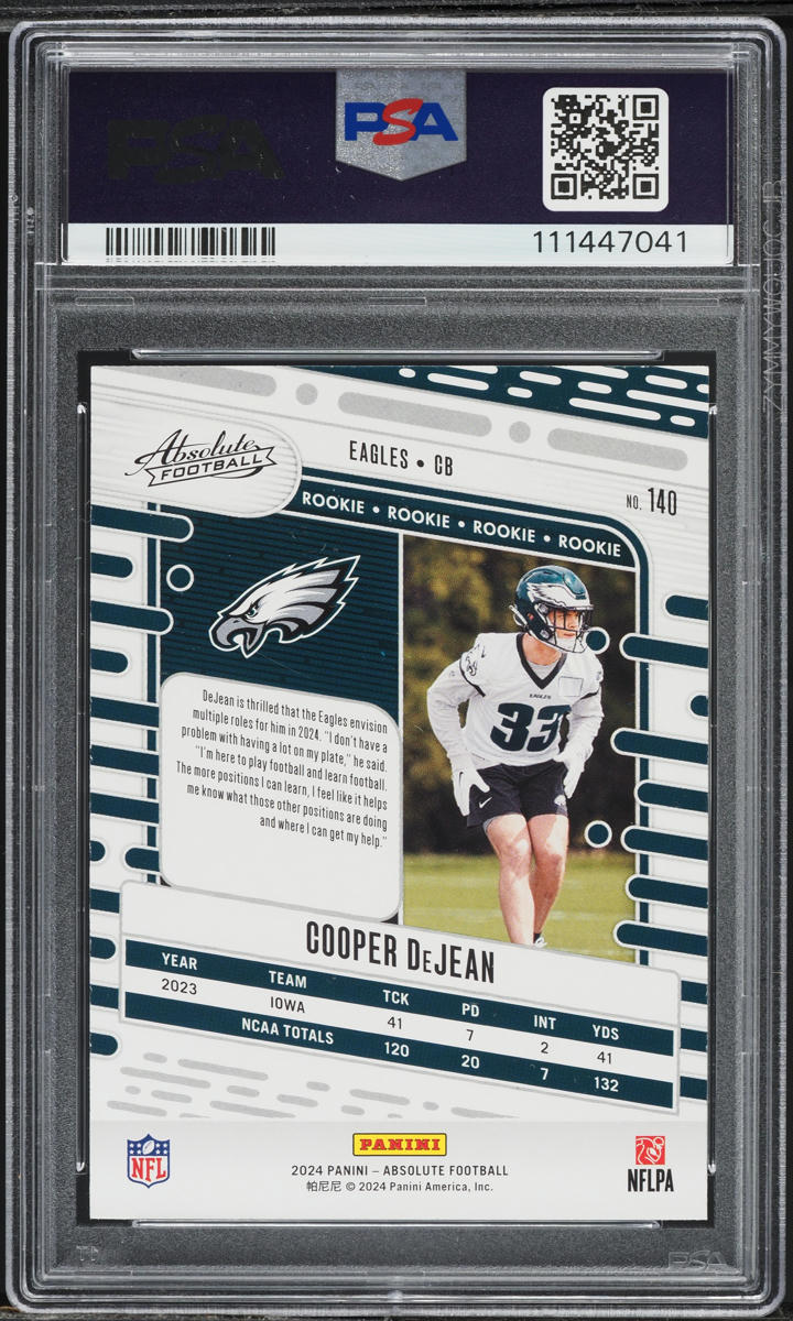 2024 Absolute Football Cooper DeJean ROOKIE #140 PSA 8 NM-MT