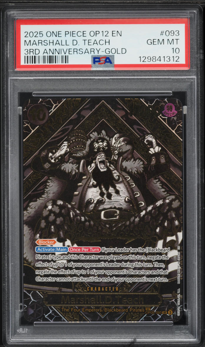 2025 One Piece Legacy Of Master 3rd Anniversary Gold Marshall D. Teach #OP09-093 PSA 10 GEM