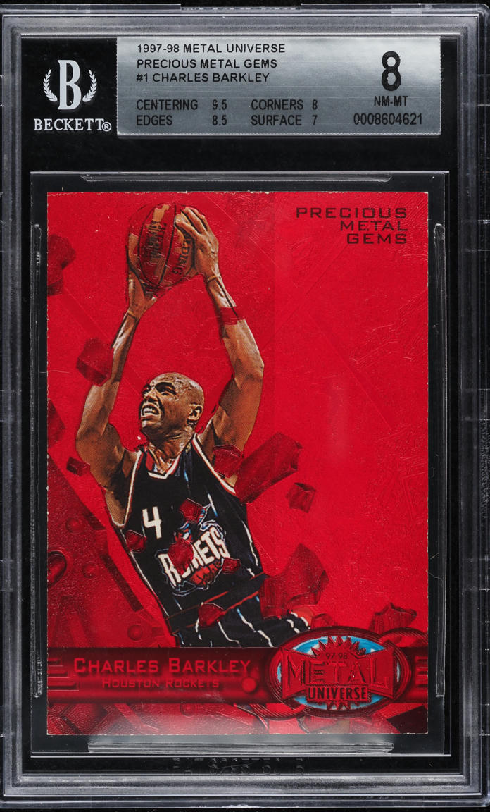 1997 Metal Universe Precious Metal Gems PMG Red Charles Barkley /100 BGS 8 NM-MT
