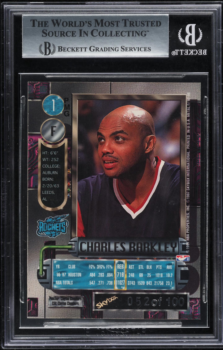 1997 Metal Universe Precious Metal Gems PMG Red Charles Barkley /100 BGS 8 NM-MT