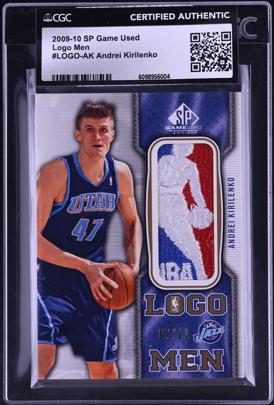2009 SP Game Used Logo Men Andrei Kirilenko LOGOMAN PATCH /11 #LOGO-AK CGC AUTH