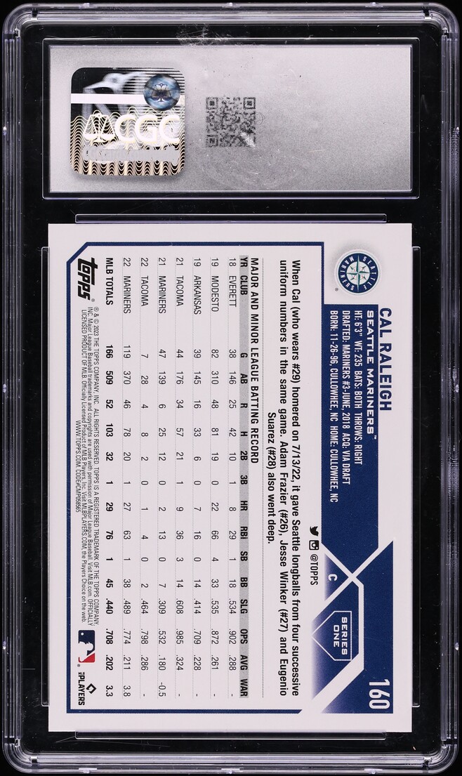 2023 Topps Cal Raleigh #160 CGC 10 GEM MINT
