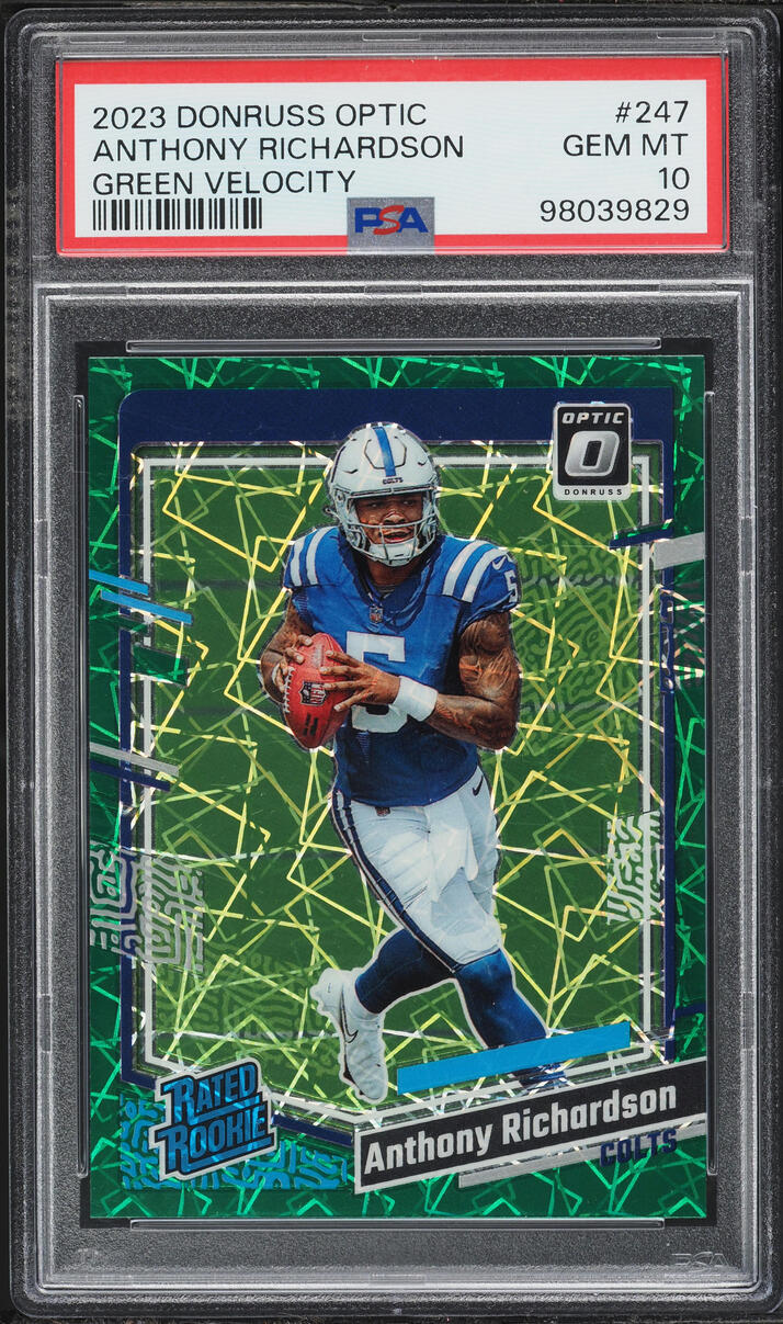 2023 Donruss Optic Green Velocity Anthony Richardson ROOKIE #247 PSA 10 GEM MINT