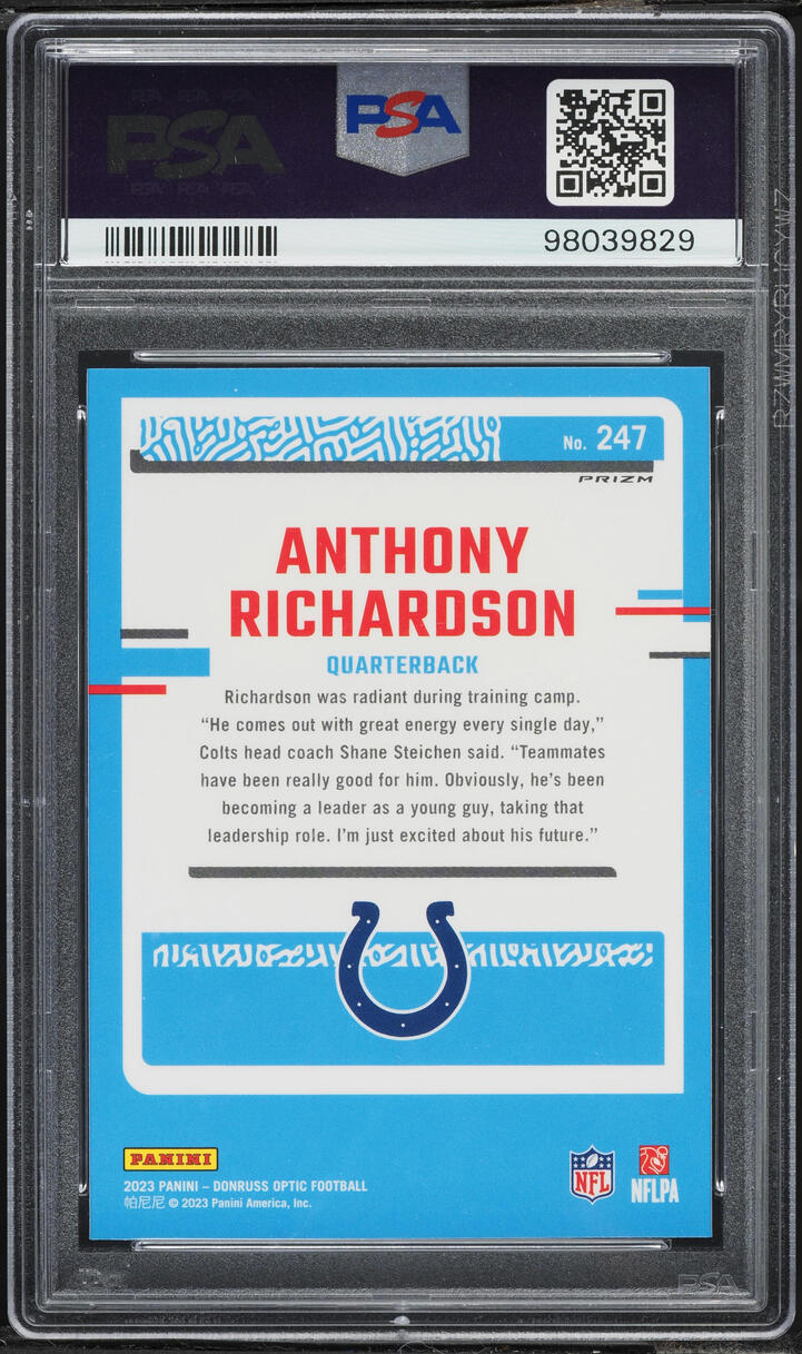 2023 Donruss Optic Green Velocity Anthony Richardson ROOKIE #247 PSA 10 GEM MINT