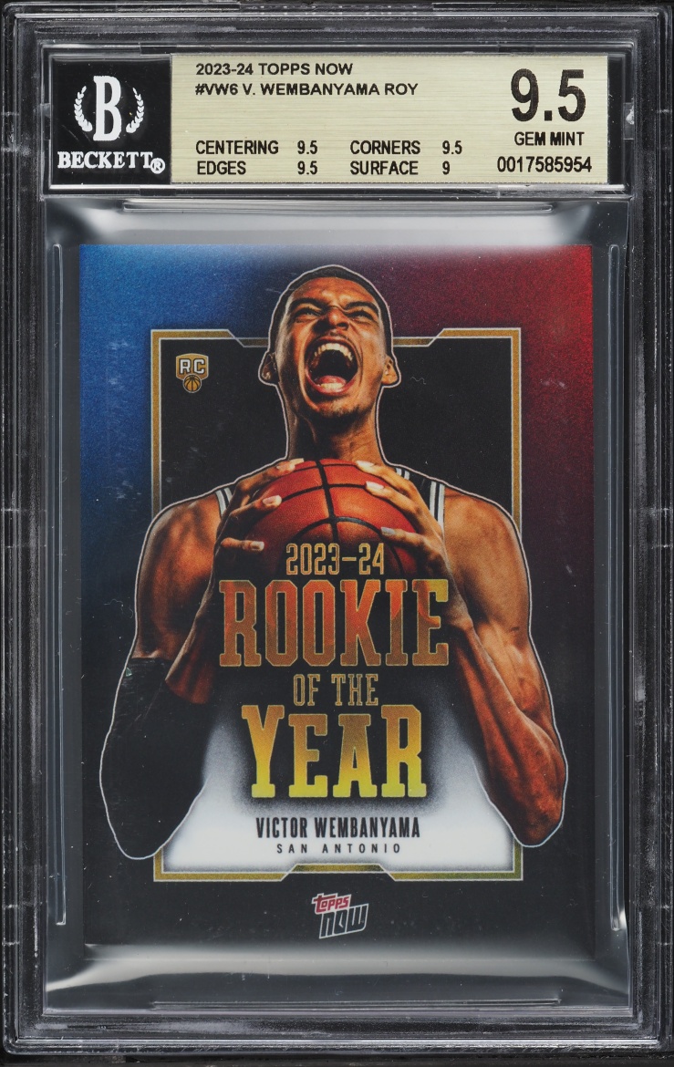 2023 Topps Now Rookie Of The Year Victor Wembanyama ROOKIE #VW-6 BGS 9.5 GEM MINT