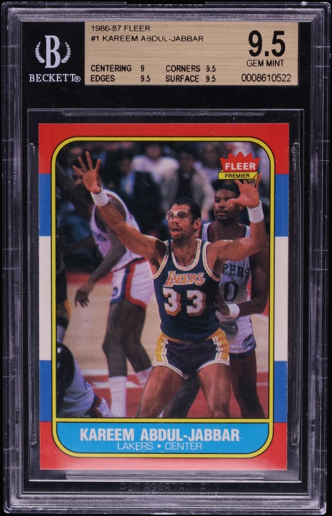 1986 Fleer Basketball Kareem Abdul-Jabbar #1 BGS 9.5 GEM MINT