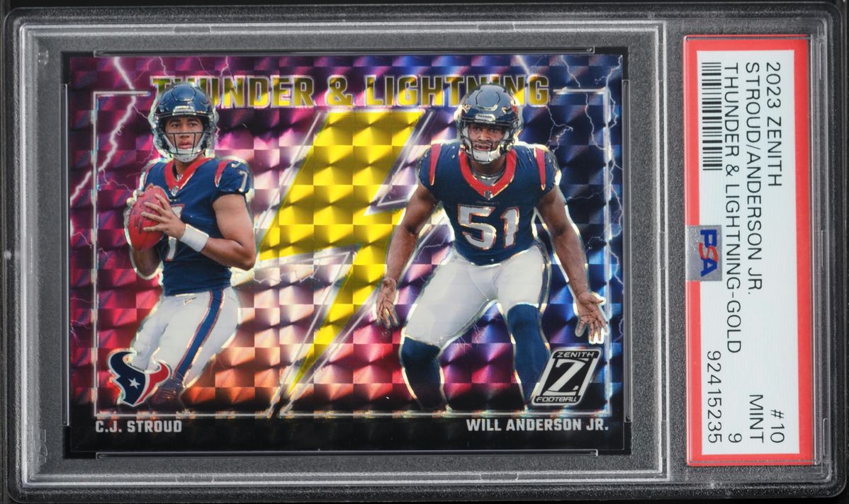 2023 Panini Zenith Thunder & Lightning Gold CJ Stroud Will Anderson Jr. /10 #10 PSA 9 MINT
