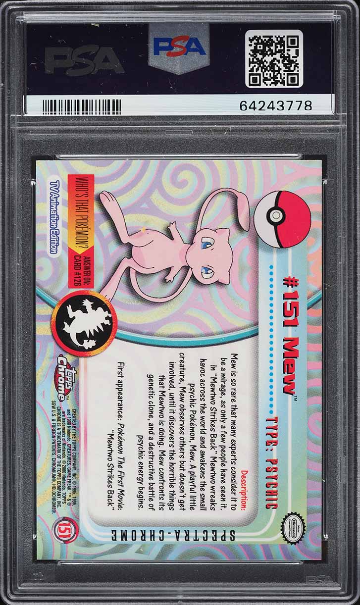 2000 Topps Pokemon Chrome Series 2 Spectra Mew #151 PSA 9 MINT