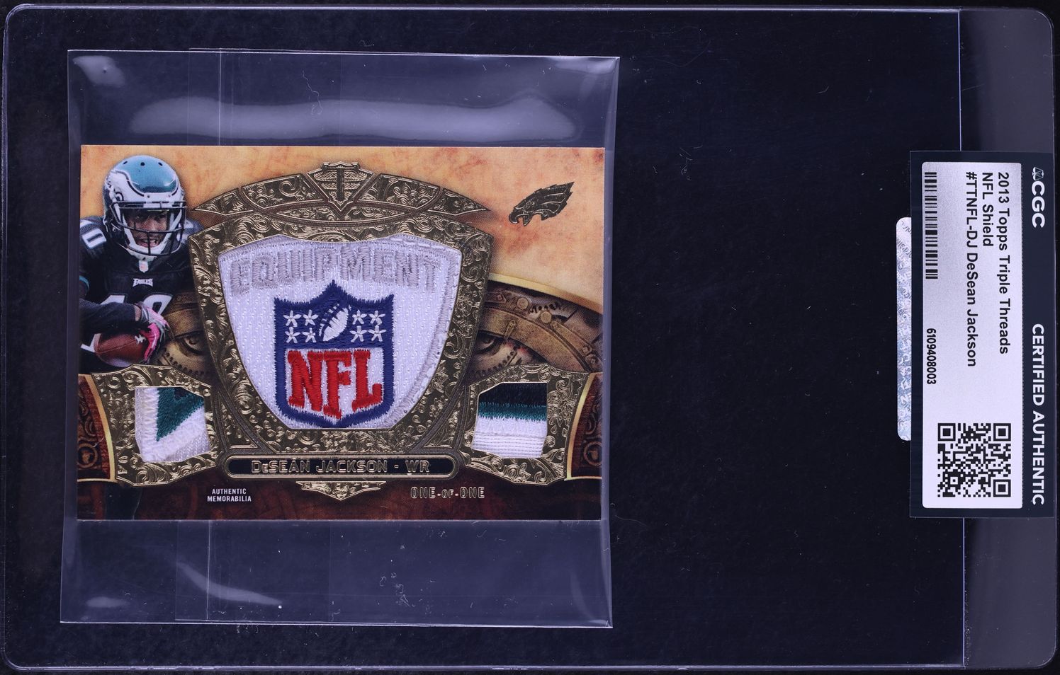 2013 Topps Triple Threads DeSean Jackson NFL SHIELD PATCH 1/1 #TTNFL-DJ CGC AUTH