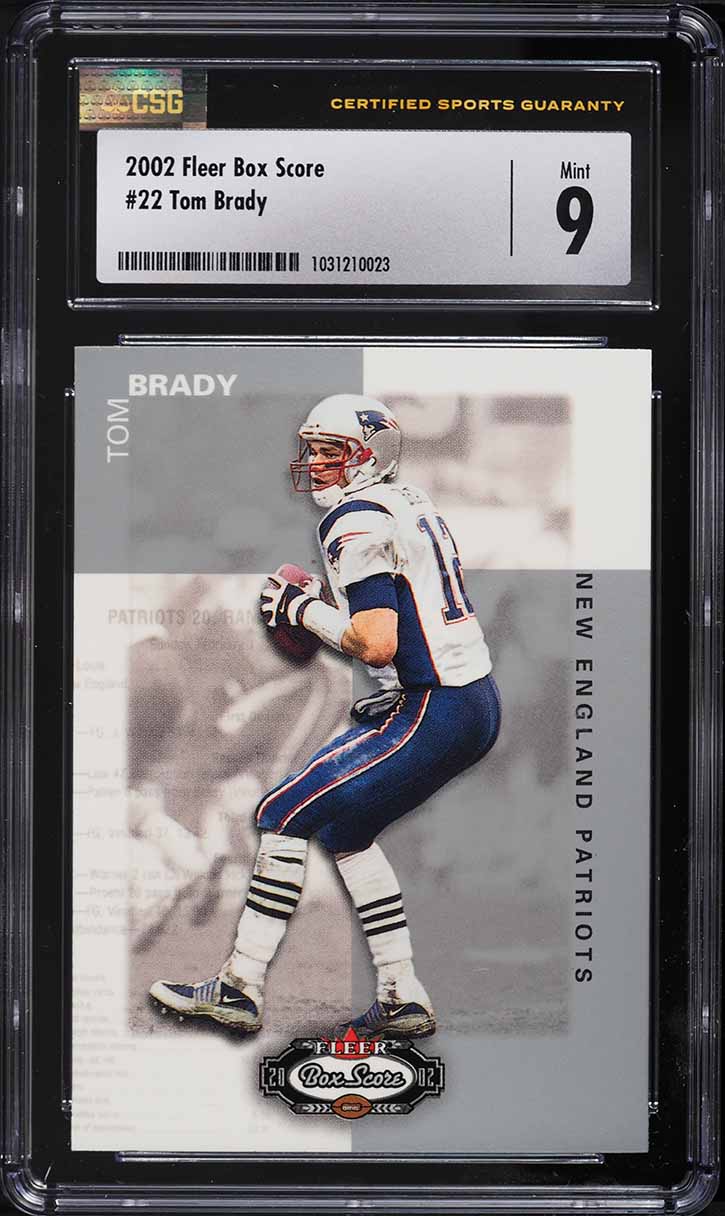 2002 Fleer Box Score Tom Brady #22 CSG 9 MINT