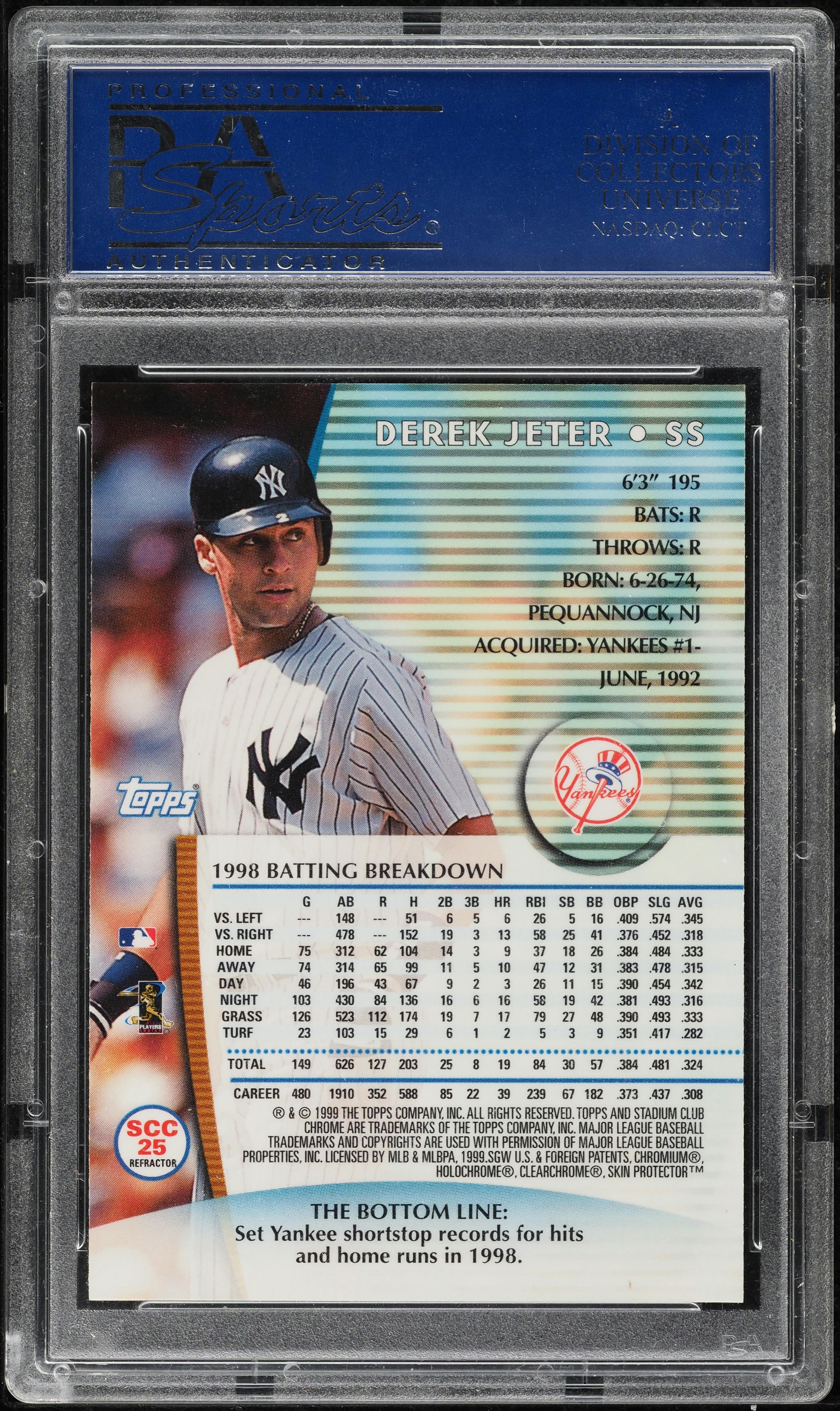 その他 DEREK JETER 1999 BOWMAN CHROME REFRACTOR Derek Jeter 1999 Bowman Chrome Diamond Aces Refractor Card