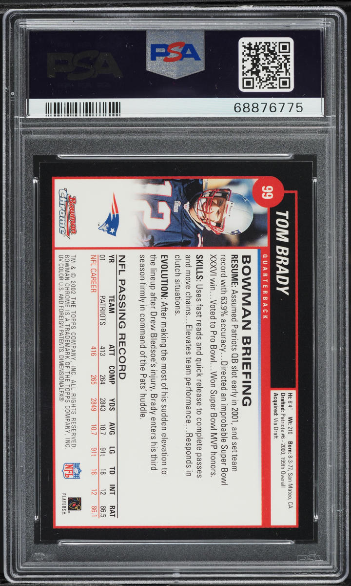 2002 Bowman Chrome Tom Brady #99 PSA 10 GEM MINT