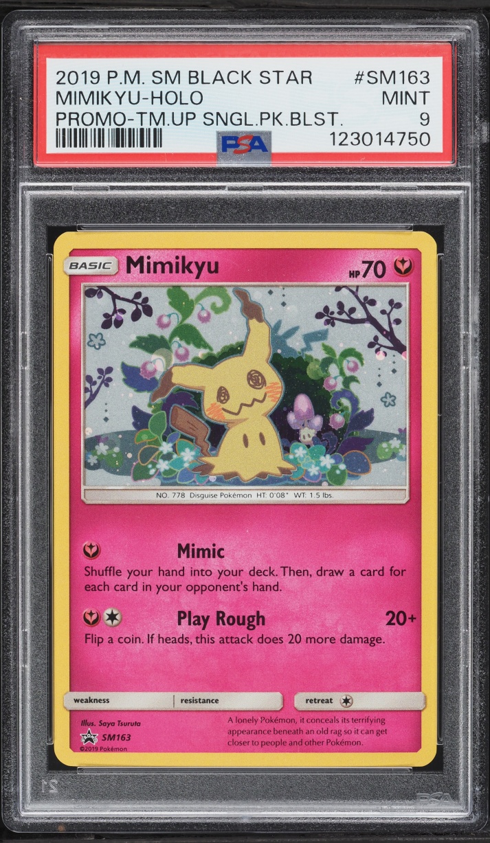 2019 Pokemon Sun & Moon Black Star Promo Team Up Holo Mimikyu #SM163 PSA 9 MINT