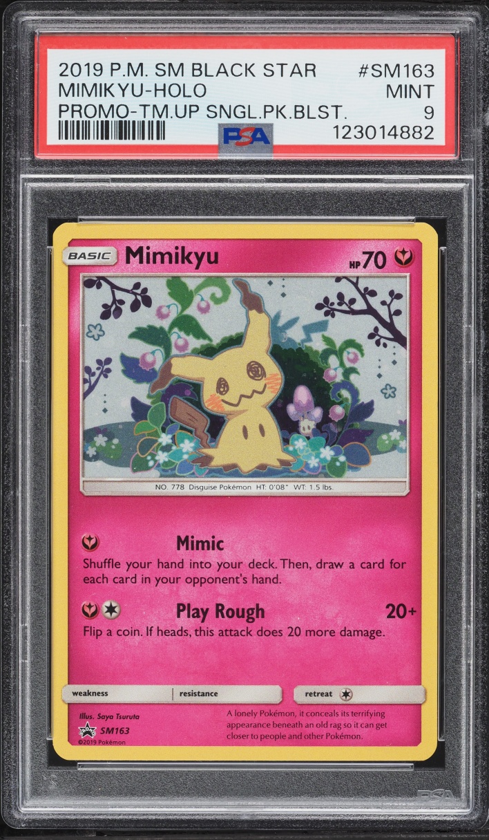 2019 Pokemon Sun & Moon Black Star Promo Team Up Holo Mimikyu #SM163 PSA 9 MINT