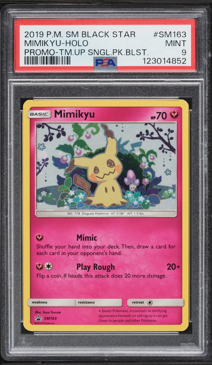 2019 Pokemon Sun & Moon Black Star Promo Team Up Holo Mimikyu #SM163 PSA 9 MINT