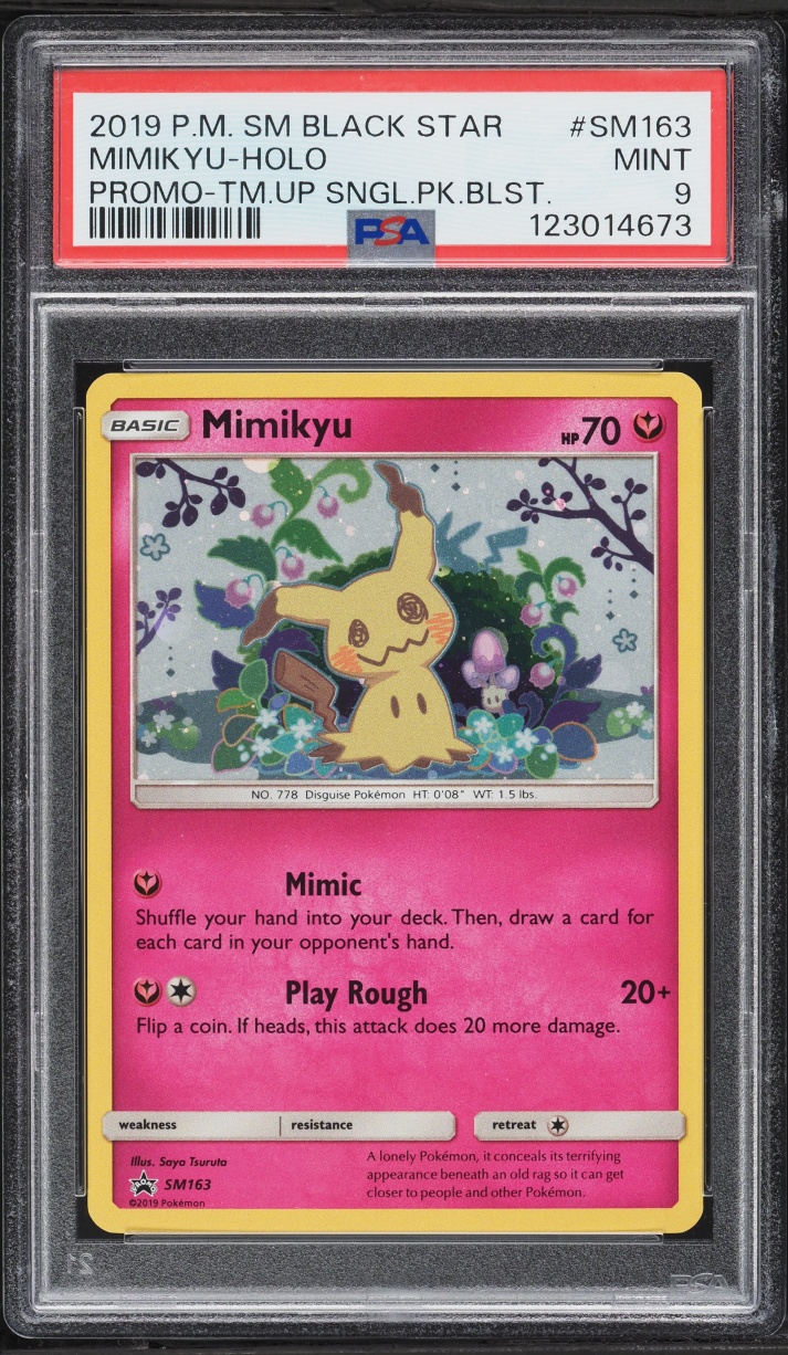 2019 Pokemon Sun & Moon Black Star Promo Team Up Holo Mimikyu #SM163 PSA 9 MINT