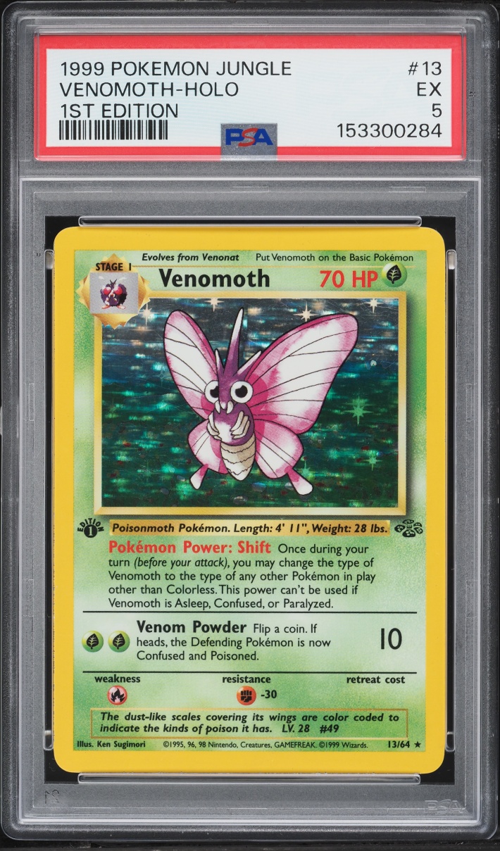 1999 Pokemon Jungle 1st Edition Holo Venomoth #13 PSA 5 EX