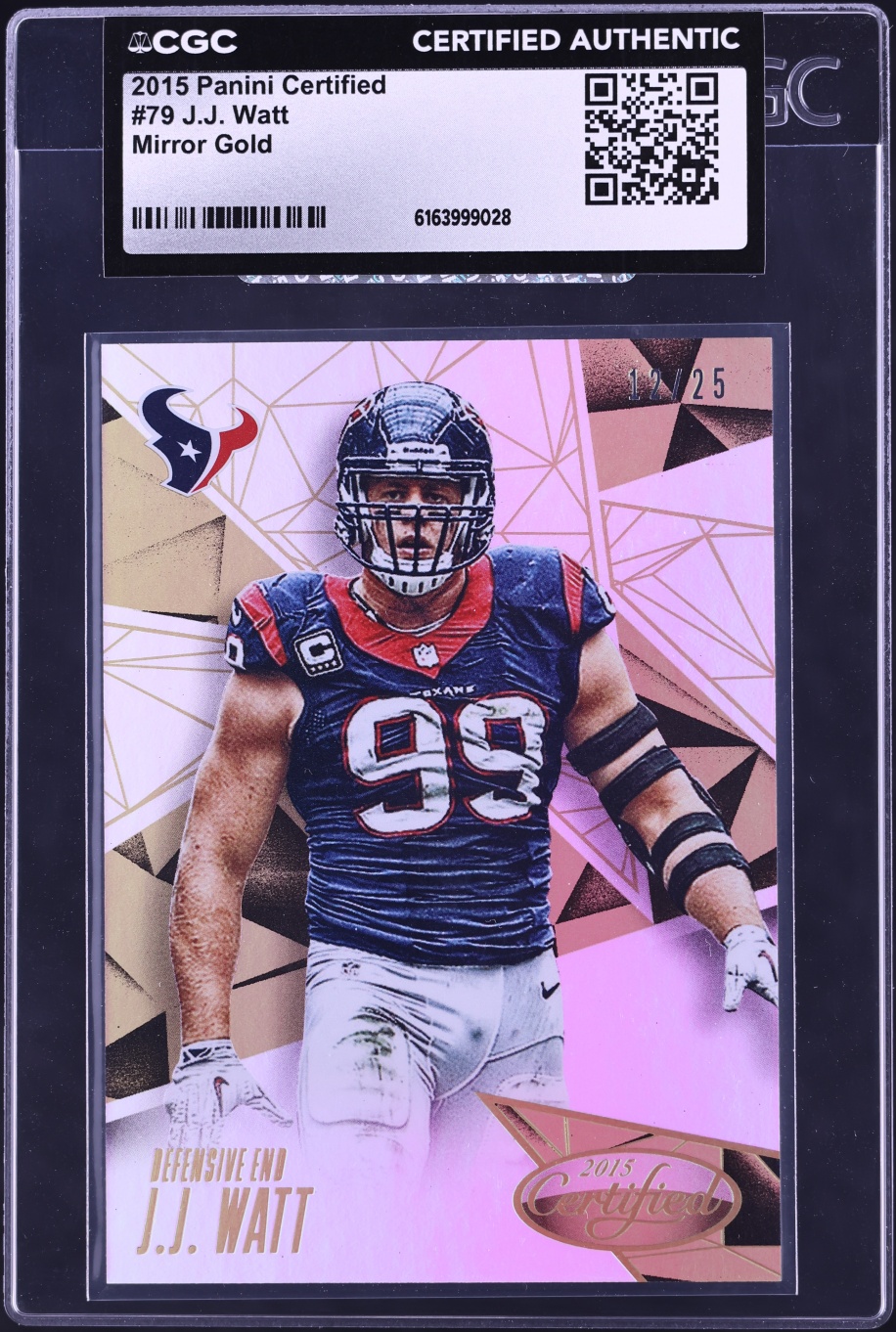 2015 Panini Certified Mirror Gold J.J. Watt /25 #79 CGC AUTH