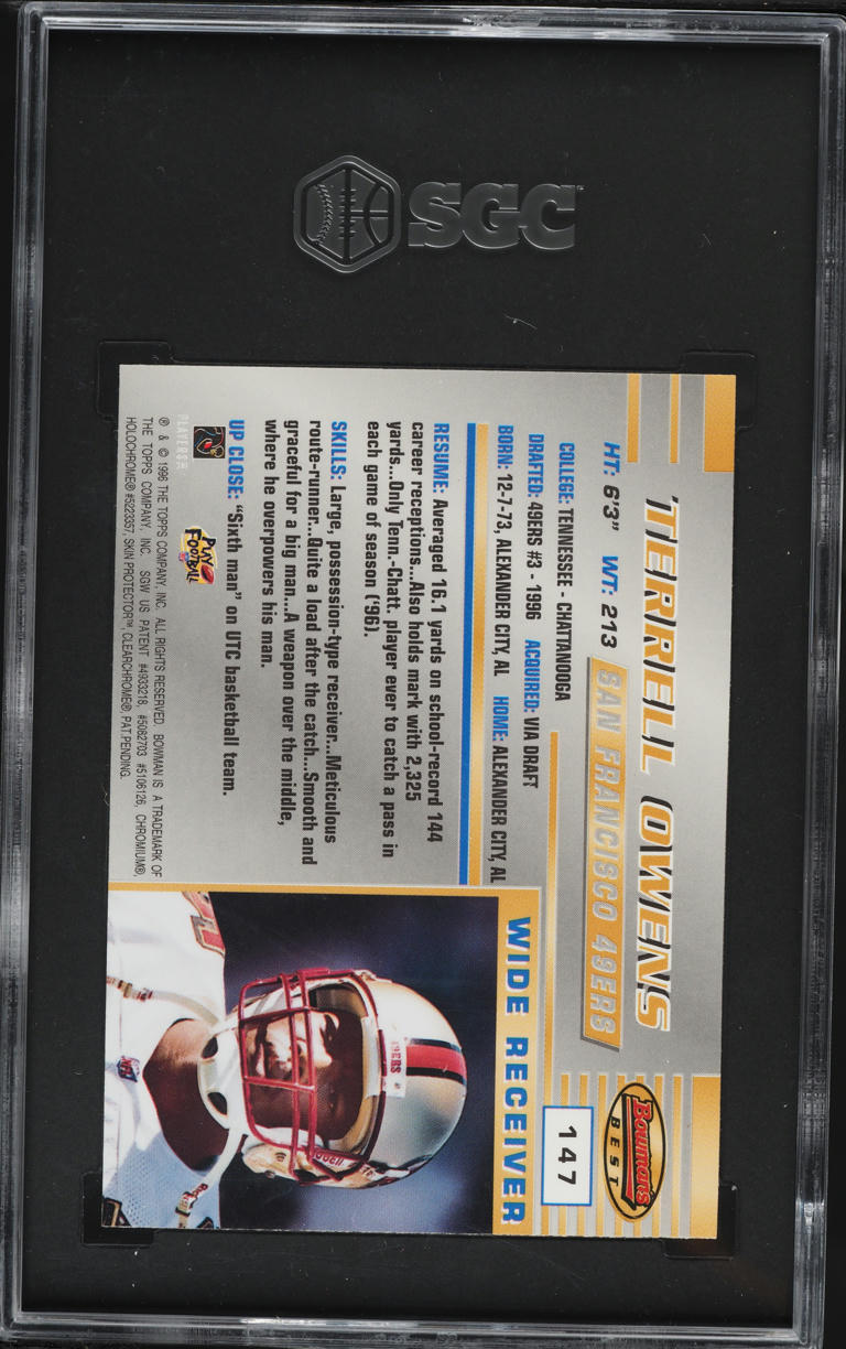 1996 Bowman's Best Terrell Owens ROOKIE #147 SGC 8.5 NM-MT+