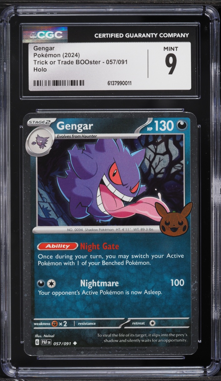 2024 Pokemon Scarlet & Violet Paldean Fates Trick Or Trade Holo Gengar #57 CGC 9 MINT