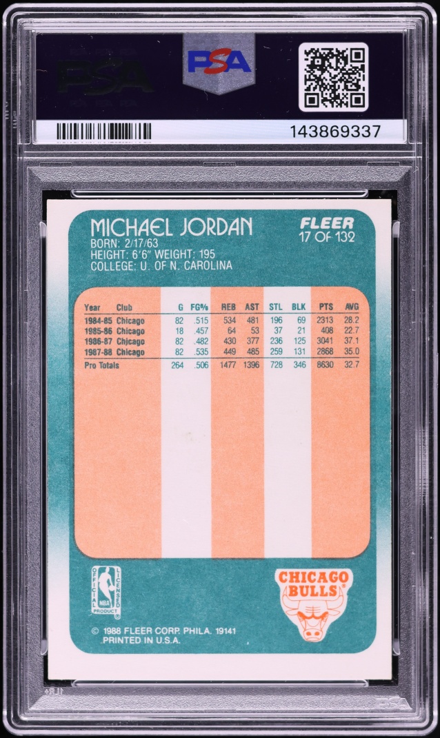 1988 Fleer Basketball Michael Jordan #17 PSA 6 EXMT