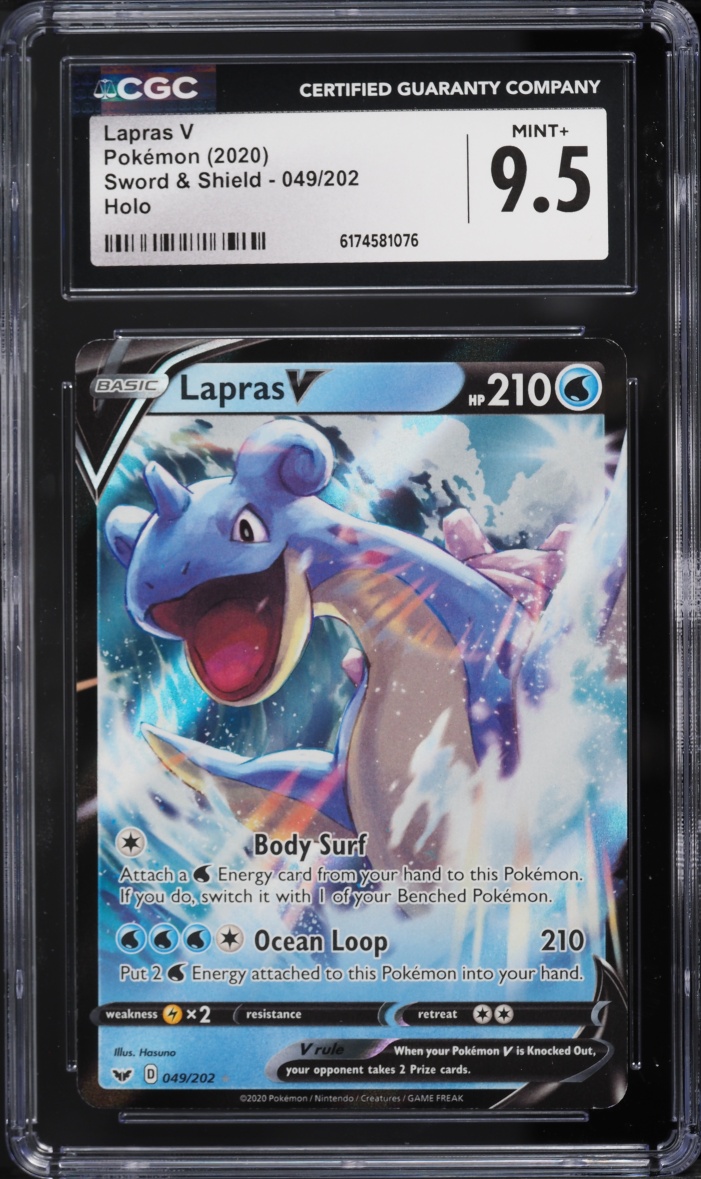 2020 Pokemon Sword & Shield Holo Lapras V #49 CGC 9.5 MINT+