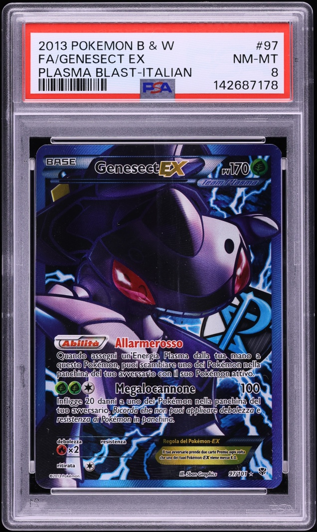 2013 Pokemon Italian Black & White Plasma Blast Full Art Genesect EX #97 PSA 8 NM-MT